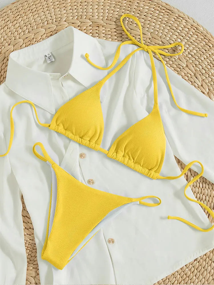 2025 New Bikini Set Pad Beach Triangle Swimwear Women XS-XL Maio Biquinis Swimsuit Tankini Femme Badpak Dames Mujer купальники