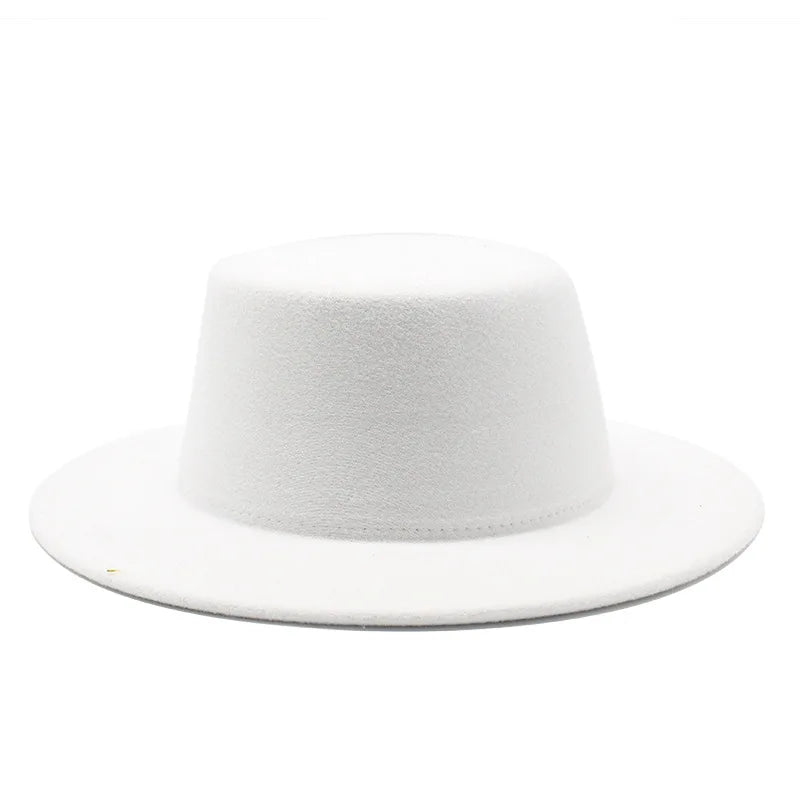 Autumn Winter Kids Felted Fedoras Hats for Boys Girls Solid Imitation Woolen Flat top Jazz Caps Childs Formal Dress Hats