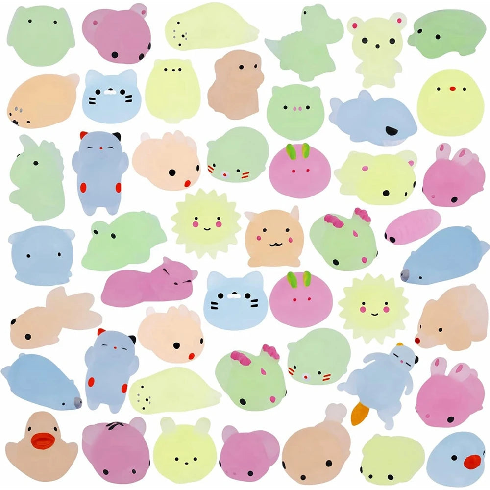 12/36PCS for Kids Kawaii Animals Squishies Mochi Squishy Toys Glow in The Dark Party Favors Stress Relief Squishy