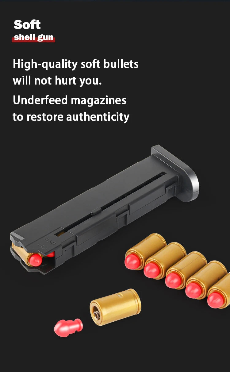 Mechanical continuous firing empty warehouse hanging toy pistol, high-quality soft bullet Desert Eagle pistol