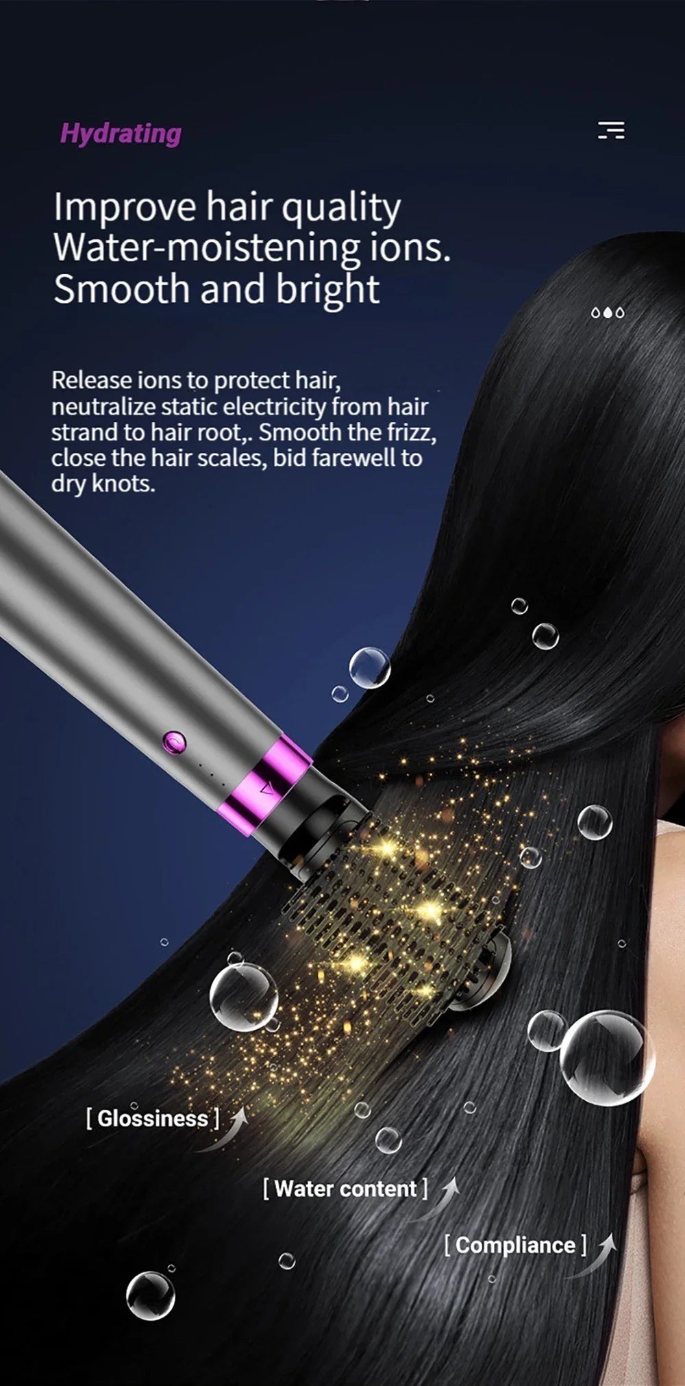 Multifunction Hair Dryer 5 in 1 Hot Air Comb Automatic Curling Rod Straight Hair Comb Hair Dryer Salon Style Tool Fast Dry