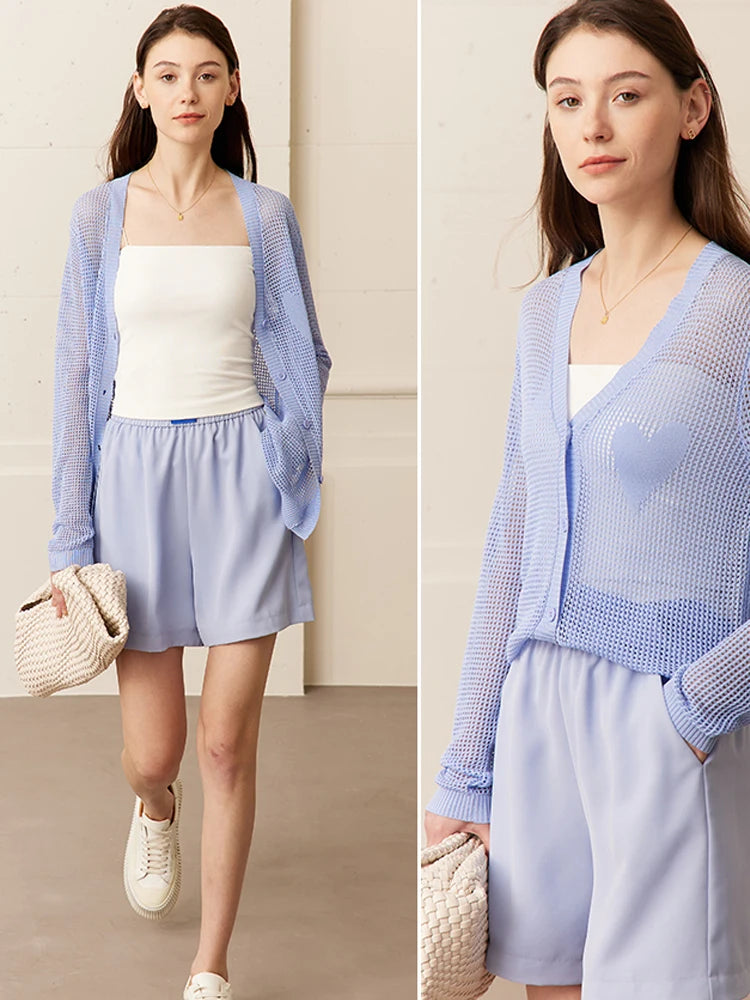AMII Minimalism Knitted Cardigan for Women 2023 Spring New Fashion V-neck Loose Elegant Versatile Office Lady Cardigans 12341151