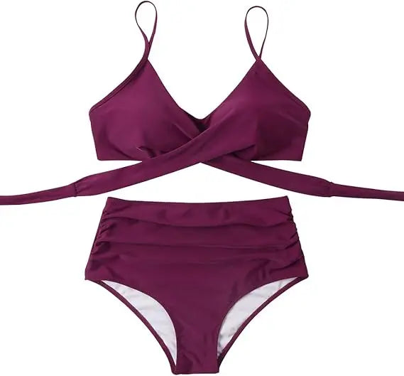 High Waist Sexy Bikini Set 2024 Biquini Swimwear Women Two Pieces Swimsuit Floral Beachwear V-Neck Bathing Suits Female