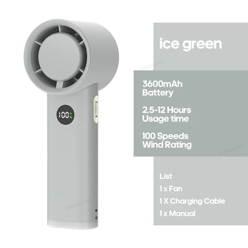 New Digital Handheld Fan High Speed Wind 100 Speeds Cooler Fan Ventilator Turbo Fan Air Circulator Handfan