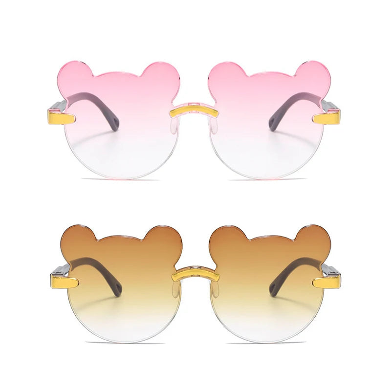Kids Sun Sunglasses Bear Shape Children Glasses Trendy Girls Cartoon Eyeglasses Shades Driver Anti-Glare Boys Cartoon Sunglasses