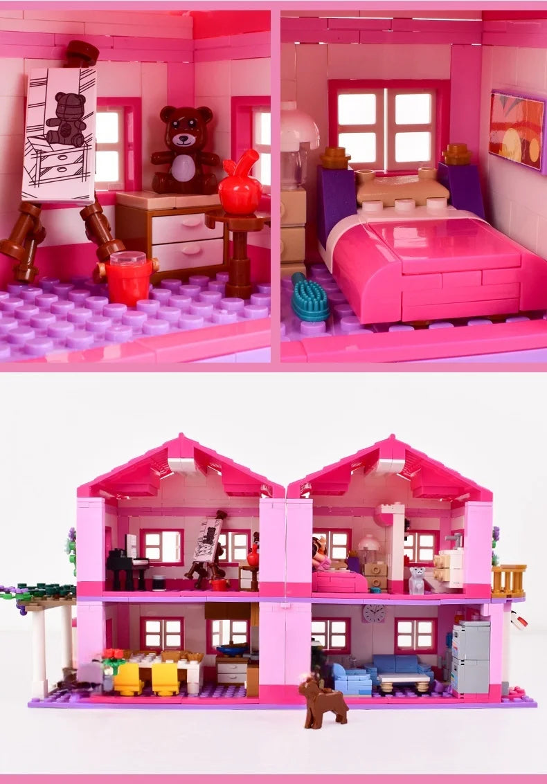 Friends City Series House Summer Holiday Villa Castle Building Blocks Sets Figures Swimming Pool Decor Toys for Kids Girls Gifts