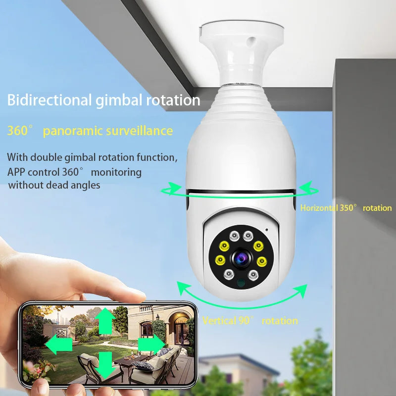1080P Wifi Bulb E27 Surveillance Camera Full Color Night Vision 360° Rotating Automatic Human Tracking Two-way Talk Smart Home