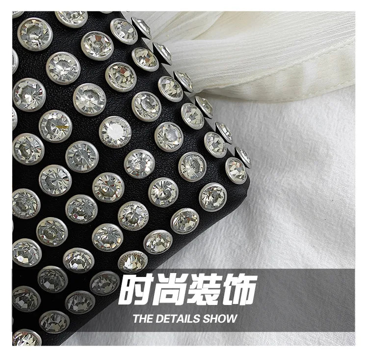 Luxury Full Rhinestone Women Phone Waist Bags Detachable PU Leather Waist Belt Shoe chain Crossbody Shoulder Bag Pack