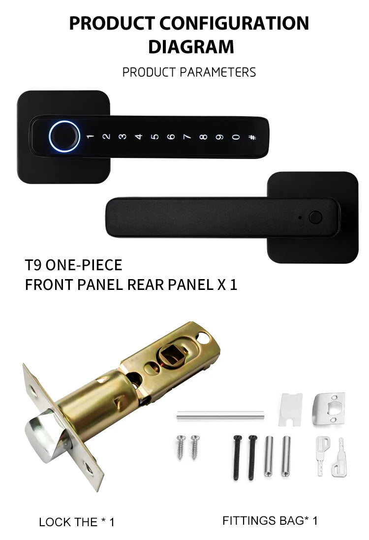 Biometric Smart Door Lock Fingerprint Password Electric Digital Handle Tuya Zinc Alloy Keyless Remotely Security Home KingKu