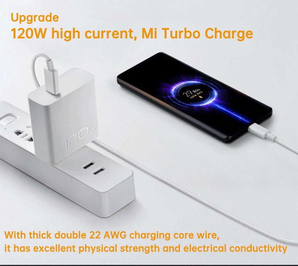 Usb Type C Cable Xiaomi Original Turbo Charge Cabo 120w 33w Fast Charging Cabo Mi 14 13 12t Pro 12 11 10t Redmi Note 10 Poco X6