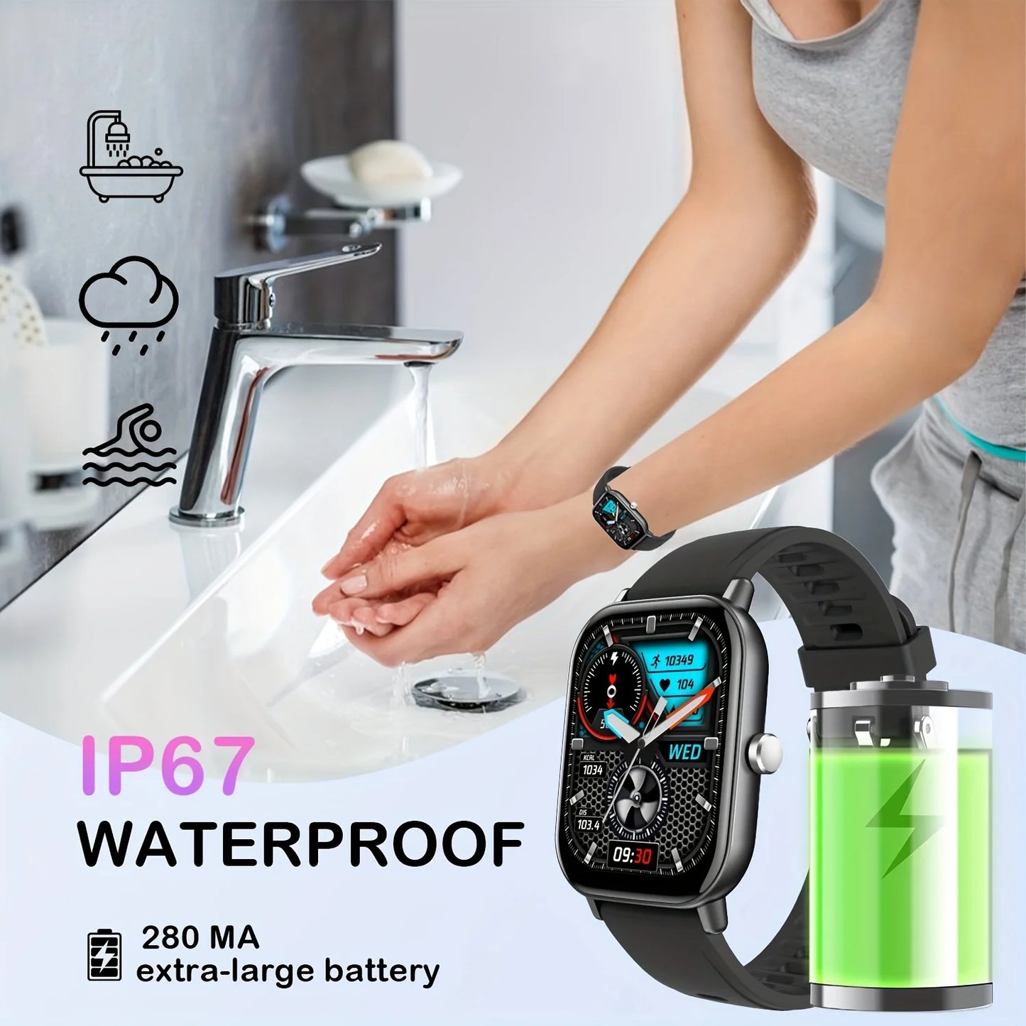 Bluetooth Call Smart Watch for Men Women, 2.01'' HD Touch Screen Activity Trackers with Sleep Monitor/ SMS Alert/ Remote Camera