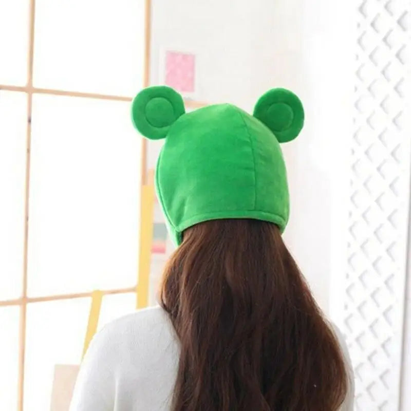 Cartoon Funny Adorable Plush Frog Hat Big Eyes Creative Animal Cosplay Costume Dress Up Hat Headgear for Kids Adults Gift C4Z2