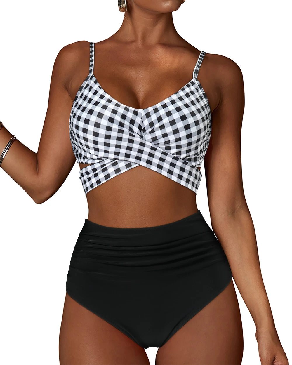 High Waist Sexy Bikini Set 2024 Biquini Swimwear Women Two Pieces Swimsuit Floral Beachwear V-Neck Bathing Suits Female