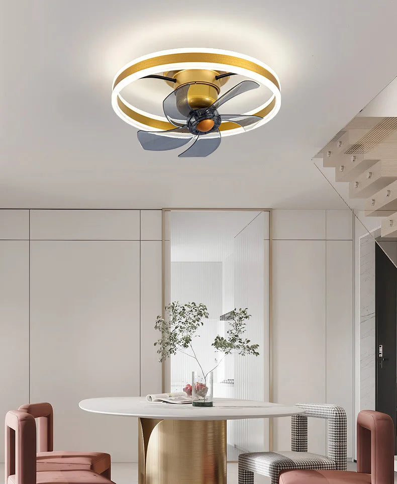 Inverter DC Motor Ceiling Fan Lamp with Remote Control Infinitely Dimmable 6-Speed Adjustment 360°Rotation Detachable LED Lights