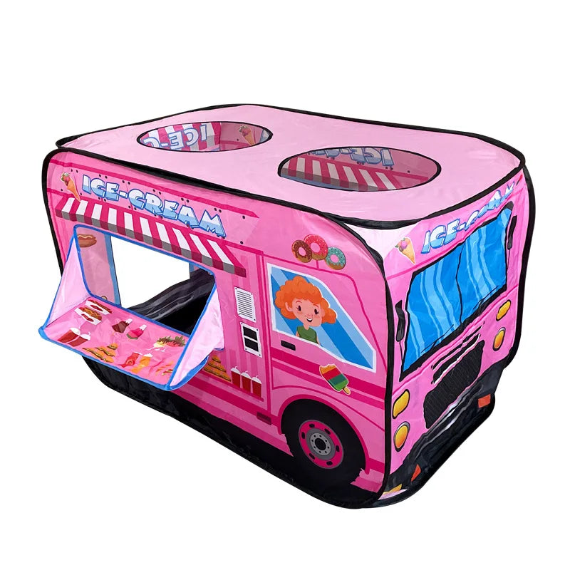 Children'S Indoor Ice Cream Car Tent Toys Playhouse Princess Boy Baby Game House Folding Ball Pool House Hamburg Car Pattern