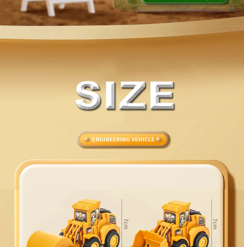 Engineering Vehicle Model Press Sliding Car Excavator Bulldozer Children Educational Construction Vehicle Toy Kids Boy Gift