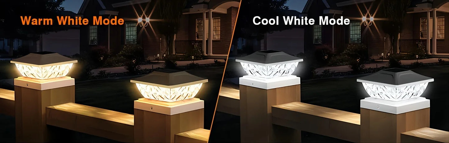 4/6/8/12 Pack 2 Mode Bright Solar Post Lights, Solar Powered Deck Lights for 4x4 4.5x4.5 5x5 Posts in Garden Decor, White