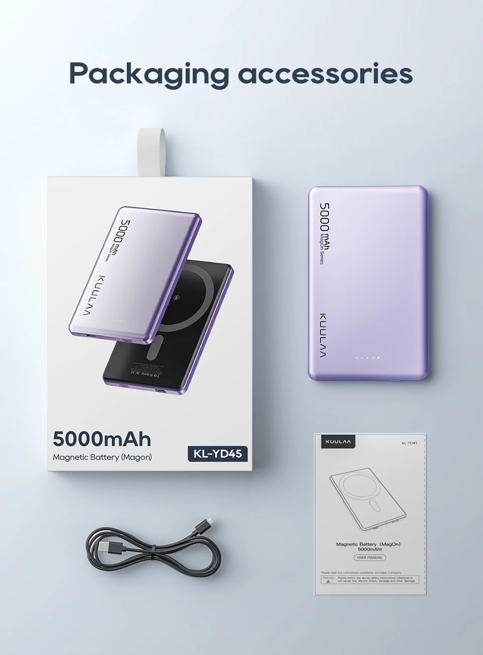KUULAA Magsafe Power Bank 5000mAh Magnetic Wireless Phone Charger External Battery 20W Fast Charging For iPhone 15 14 PowerBank