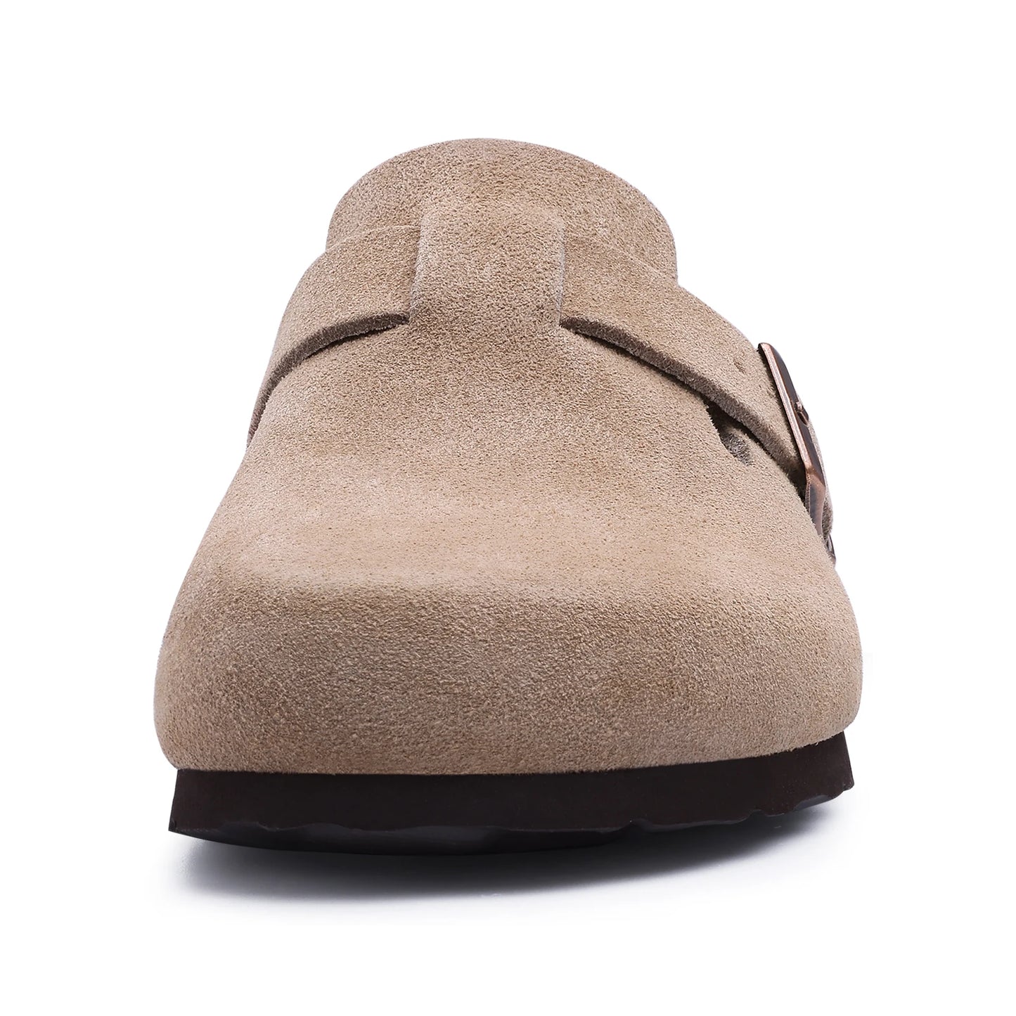 Kidmi Women Cork Suede Mules Slippers Outdoor Antiskid Beach Slippers Classic Cork Footbed Women Sandals With Adjustable Buckle