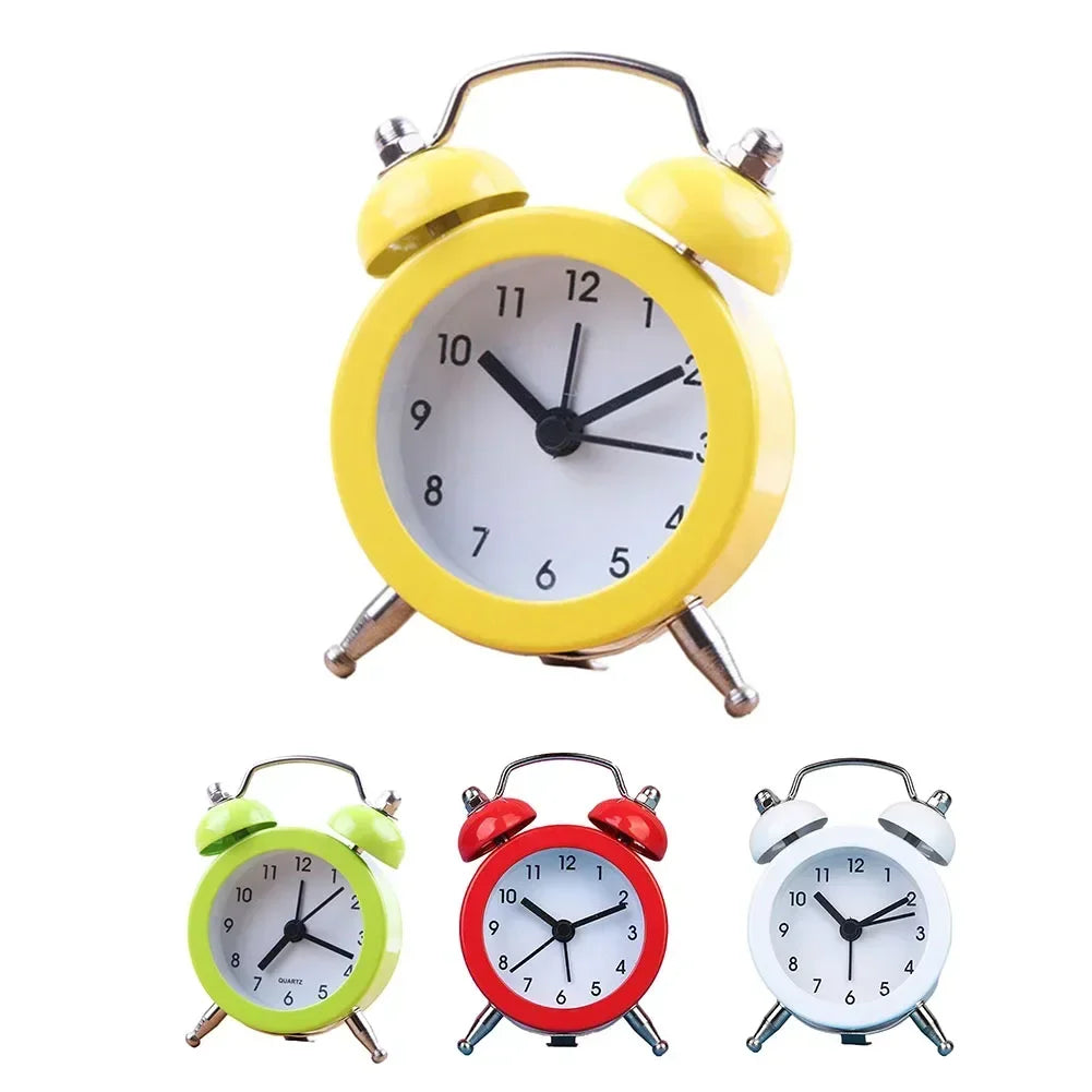 Classic Double Bell Alarm Clock Quartz Movement Bedside Nighttime Analog Clock 7*5*1.8cm Double-bell Alarm Clock