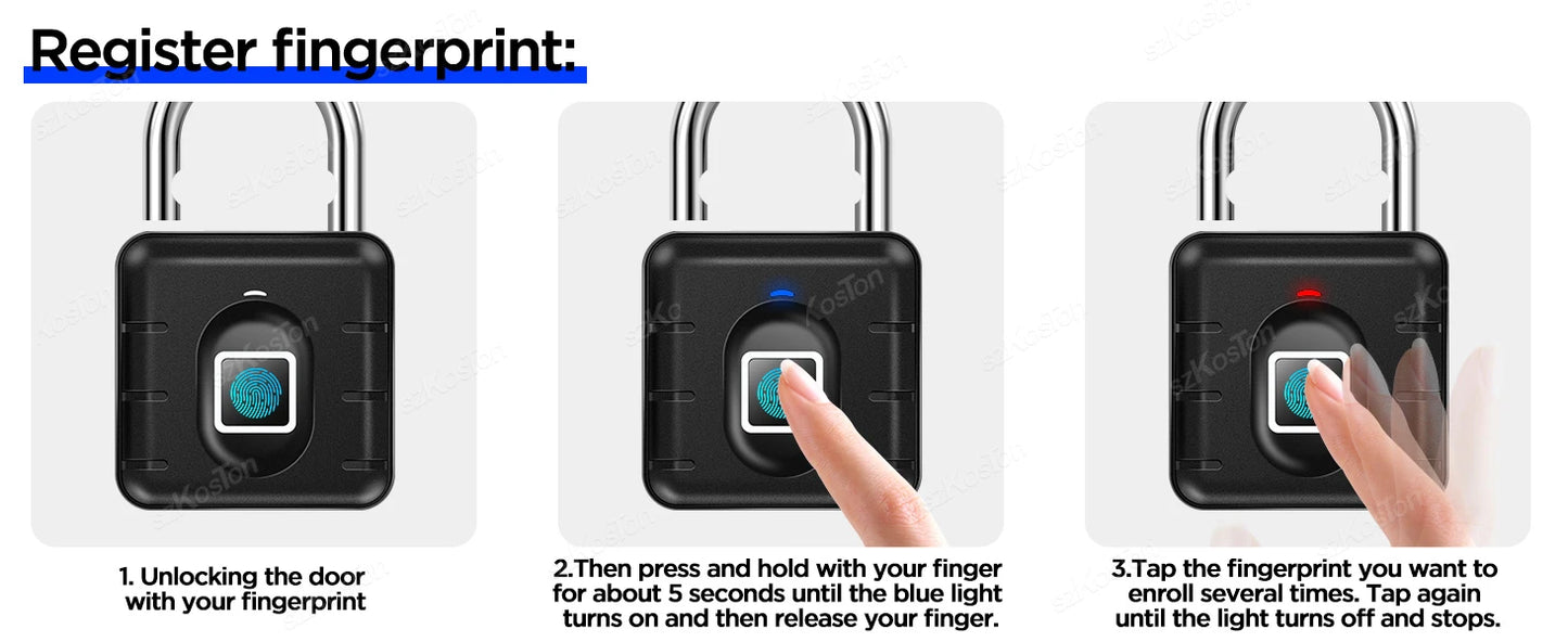 Smart Home Fingerprint Lock IP67 Waterproof Smart Lock Padlock Locker Anti-theft Security Protection Keyless Unlock for Luggage