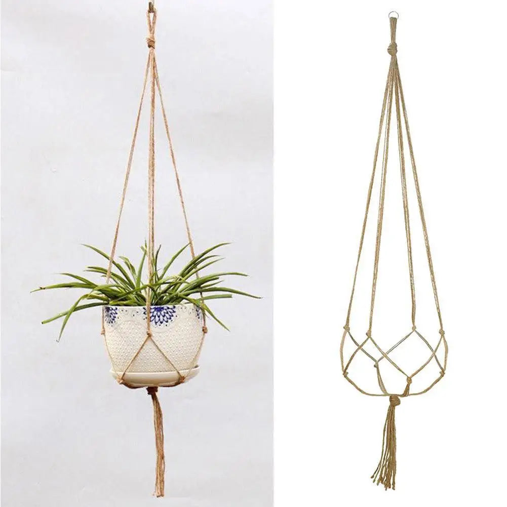 1pcs Braided Rope Hanging Basket Flower Pot Straw Macrame Net Hanger Garden Holder Craft Plant Balcony Decor Accessories