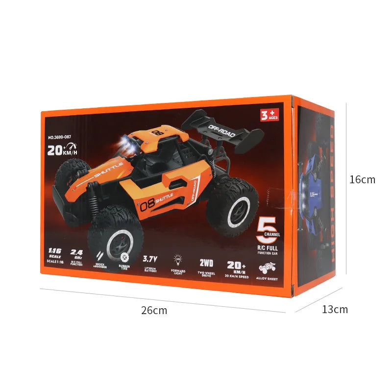 Radio 1:16 Model RC Car With LED Lights 2WD Off Road Remote Control Racing Drift Climbing Vehicle Cars Toys Gifts for Boys Girls