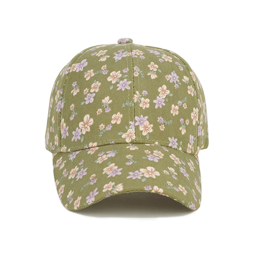 1 women's versatile flower printed baseball cap, spring and summer outdoor sun protection duckbill hat