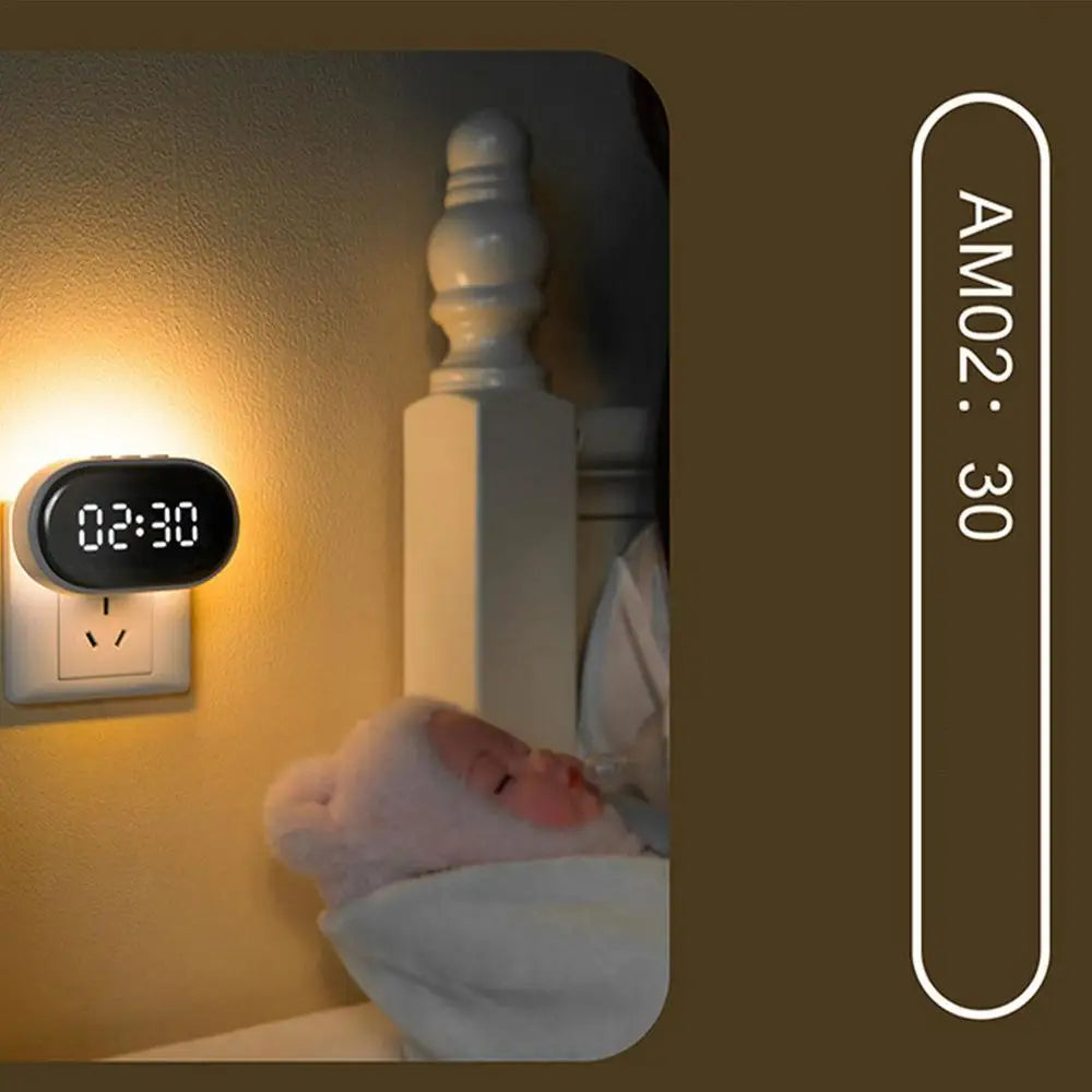 Alarm Clock With LED Light Wall Plug Design Watch Manual Remote Control Digital Electronic Clocks Smart Night Light Clocks Gift