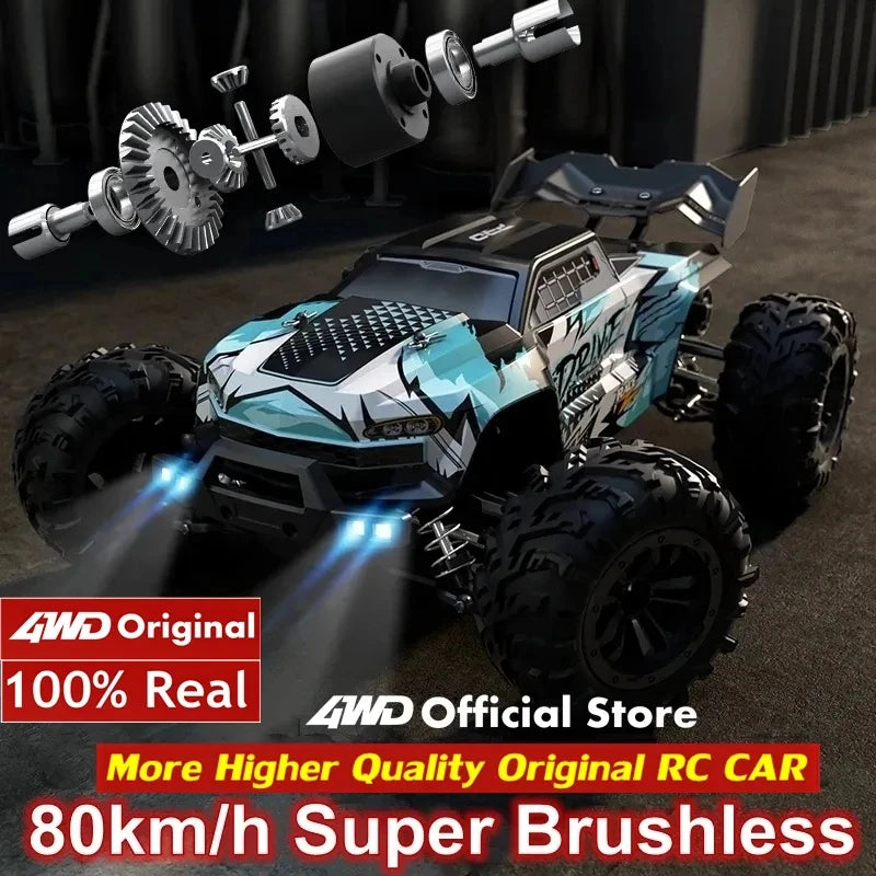 Super Brushless 80KM or 50KM/H 4WD RC Car With LED Remote Control Cars High Speed Drift Racing 4x4 Off Road Truck Kid Adult Toy