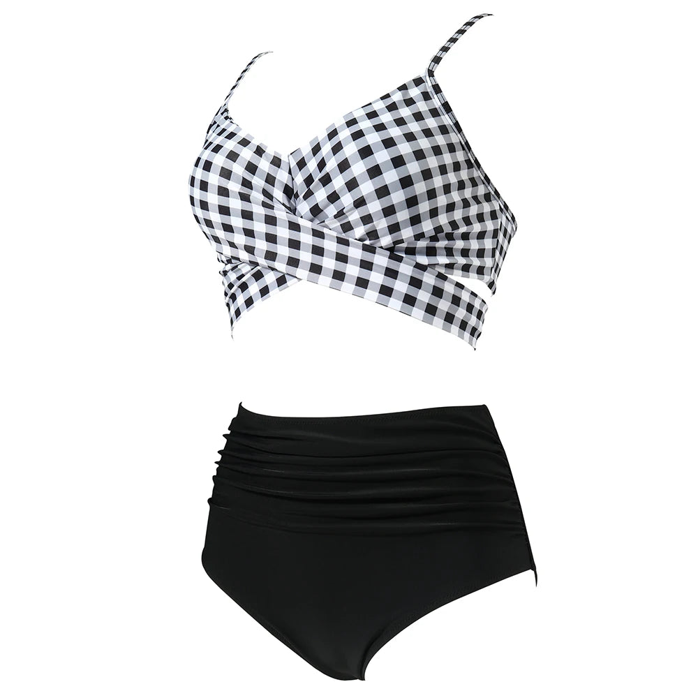 High Waist Sexy Bikini Set 2024 Biquini Swimwear Women Two Pieces Swimsuit Floral Beachwear V-Neck Bathing Suits Female