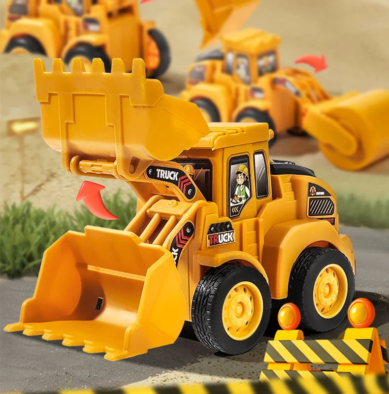 Engineering Vehicle Model Press Sliding Car Excavator Bulldozer Children Educational Construction Vehicle Toy Kids Boy Gift