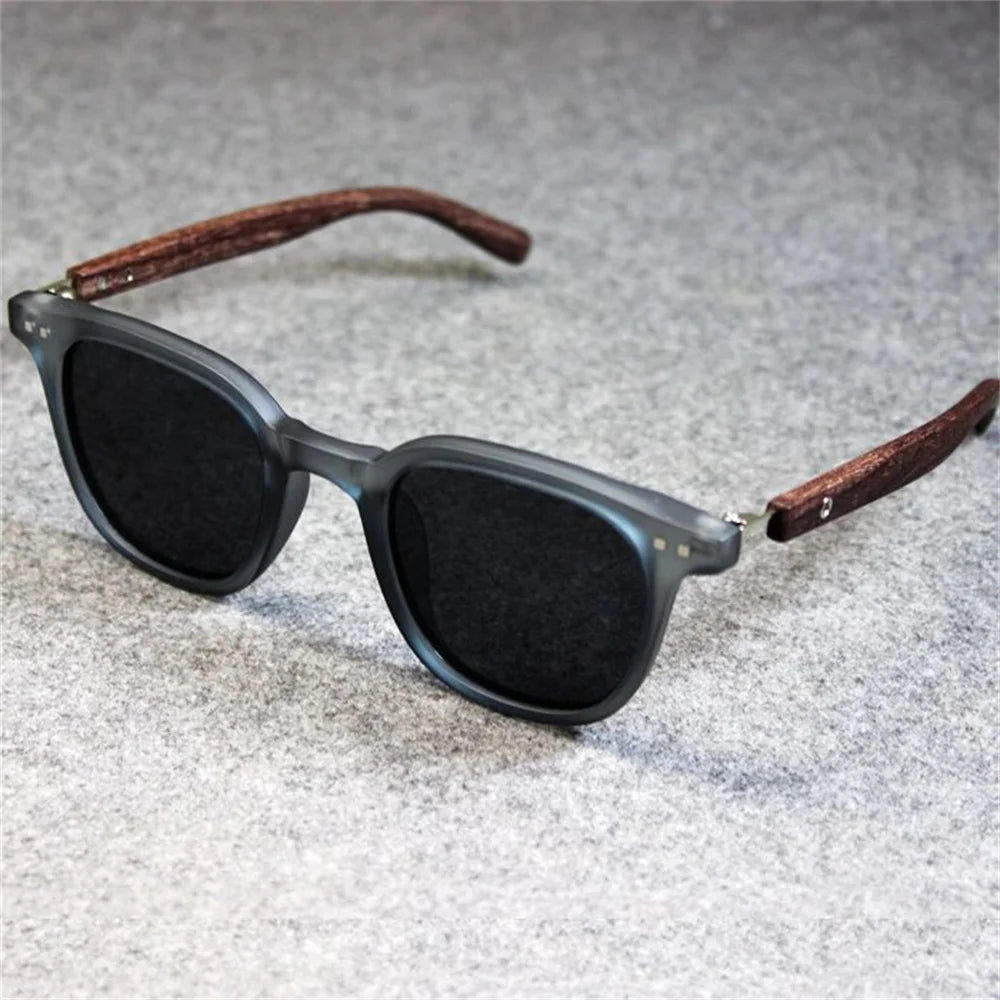 New Men Vintage Wooden Frame Sunglasses Classic Sun Glasses Men Polarized UV Protection Driving Eyewear Outdoor Shades Goggles