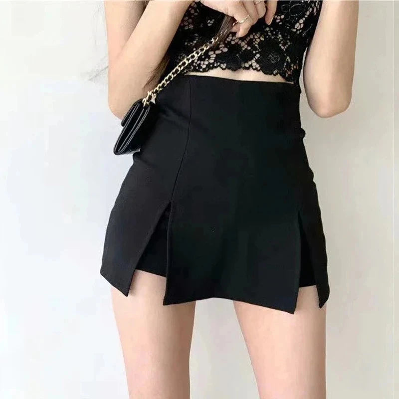 Sexy Split Shorts Skirt Women's Office Ladies Suit Skirt Summer New Black Mini A-line Pants Skirt High Waist Wide Leg Shorts