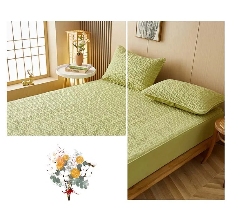 Pure Cotton Soft Quilted Mattress Cover Anti-bacterial King Size Customized Bed Pad Protector Cover Not Included Pillowcase