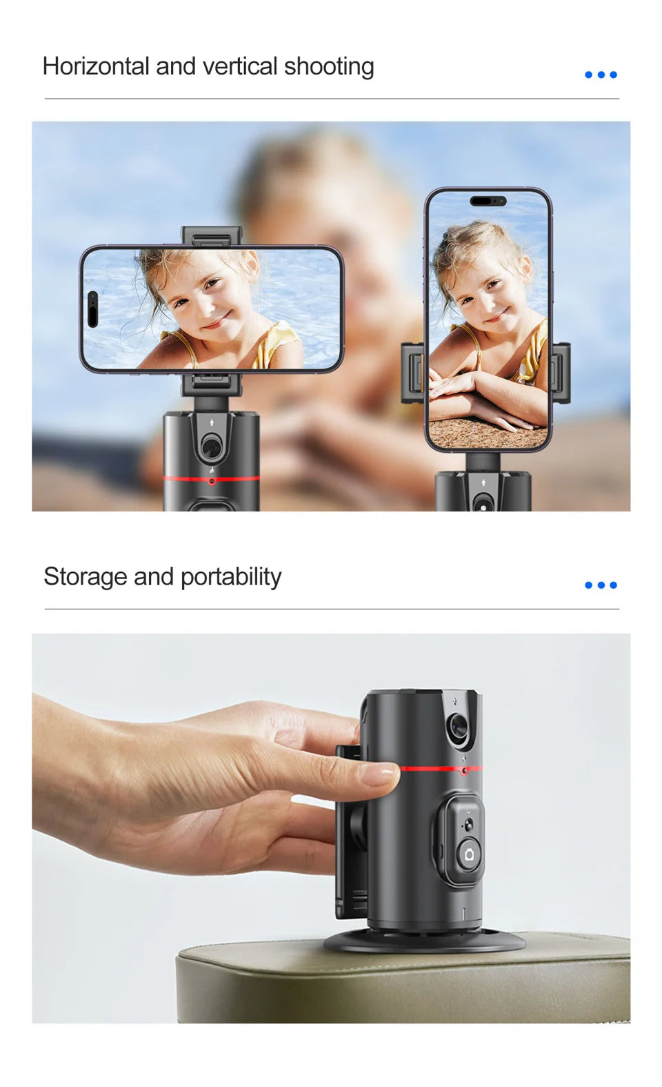 FGCLSY AI Auto Following Gimbal Stabilizer 360 Rotation Phone Stand P02 Desktop Tracking Gimbal with Remote for Live Photography