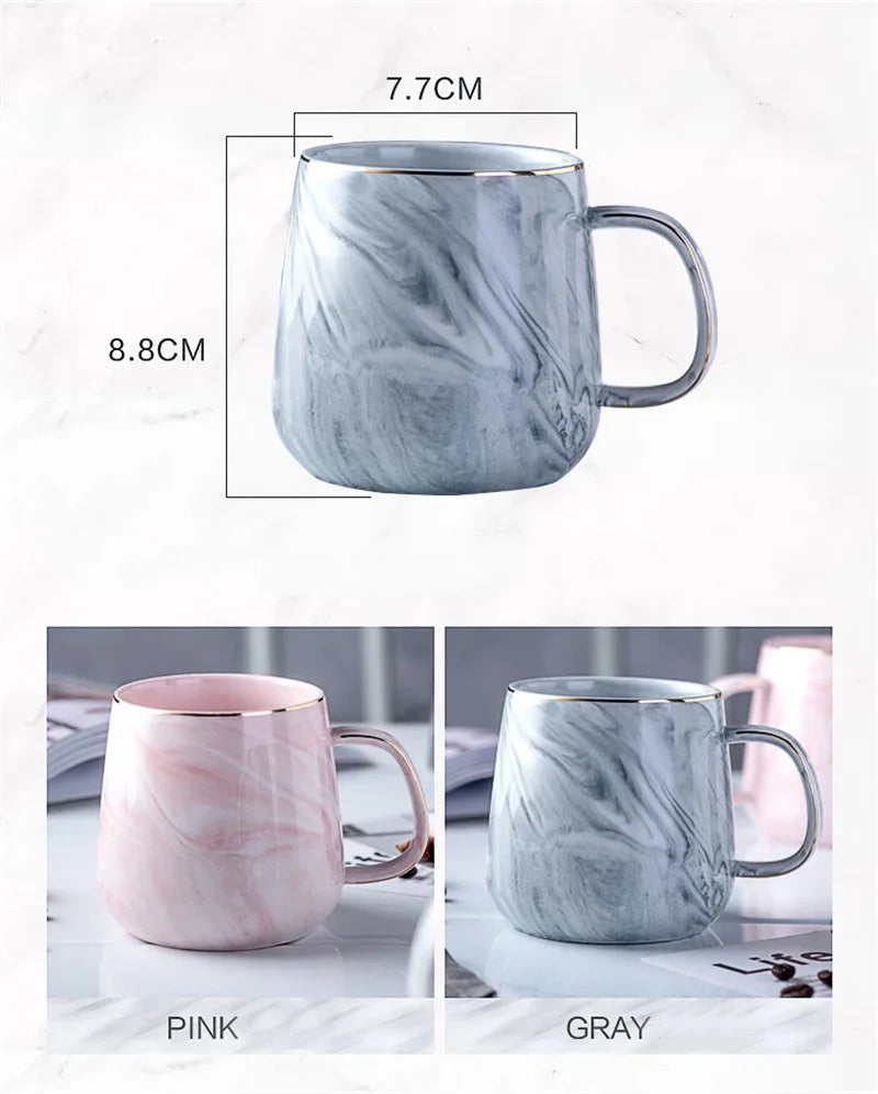 Nordic Ins Style Ceramic Mug Marbled Gold Rim Coffee Cup Oatmeal Breakfast Cup Valentine's Day present Couple water cups