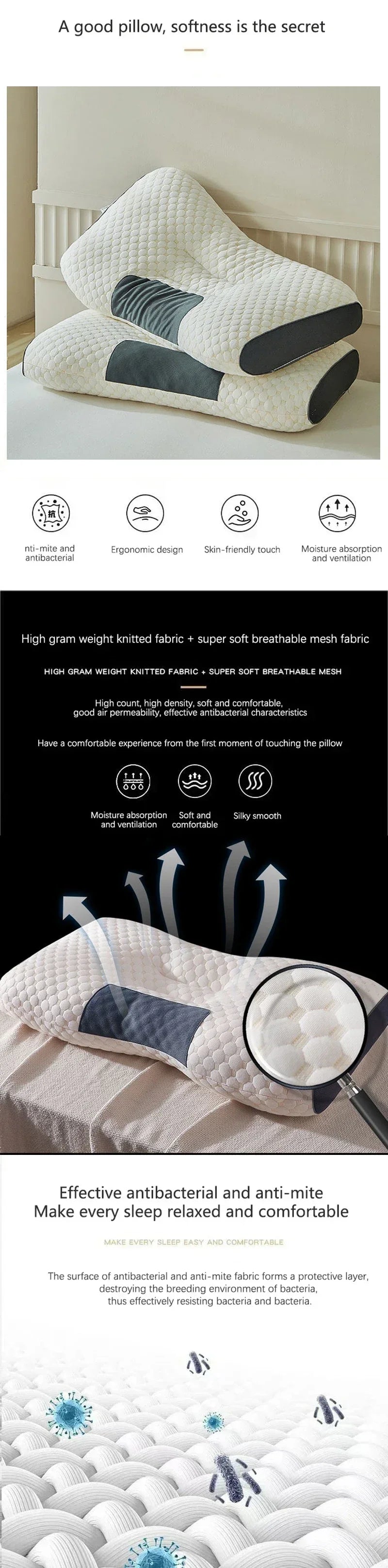 Cervical Orthopedic Neck Pillow Help Sleep And Protect The Pillow Neck Household Soybean Fiber SPA Massage Pillow For Sleeping