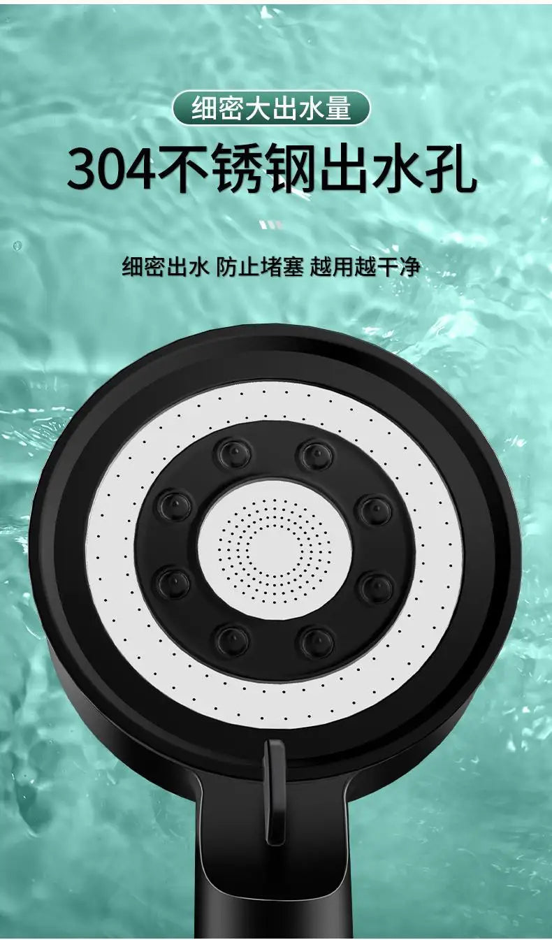 Black Silver Shower Head High Pressure 5 Modes Water Saving Nozzle Powerful Pressurized Spa Handheld Showers Bathroom accessorie