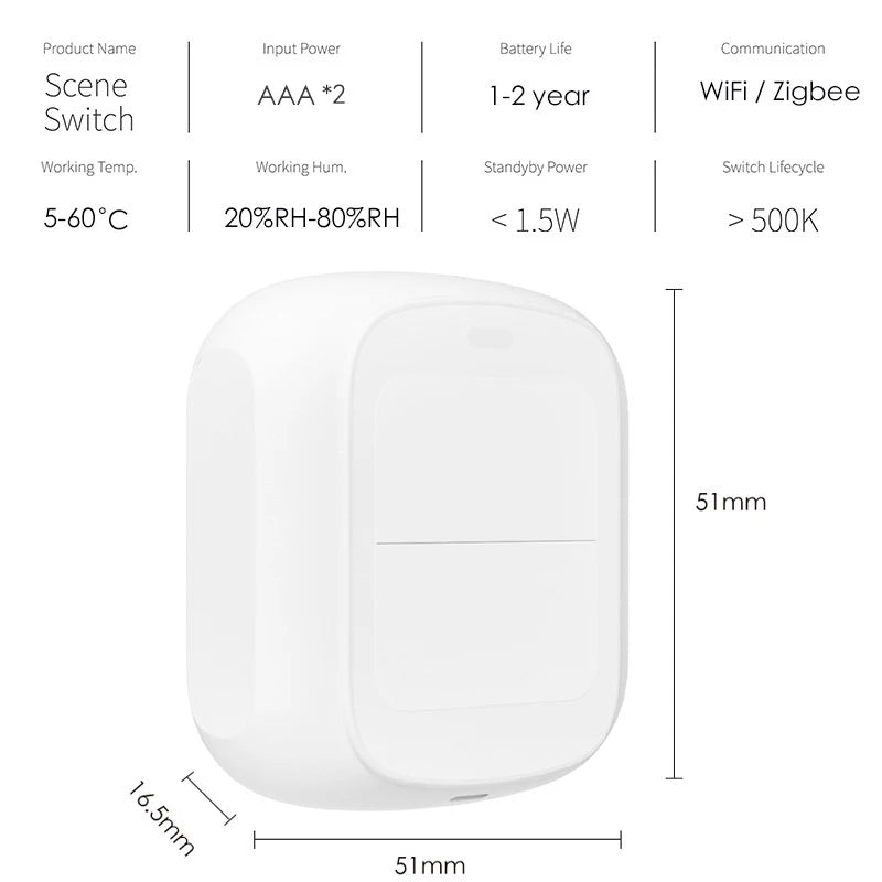 Tuya WiFi ZigBee 2 Gang Wireless 6 Scene Switch Push Button Smart Life APP Wireless Remote Control Automation Scenar Wall Switch