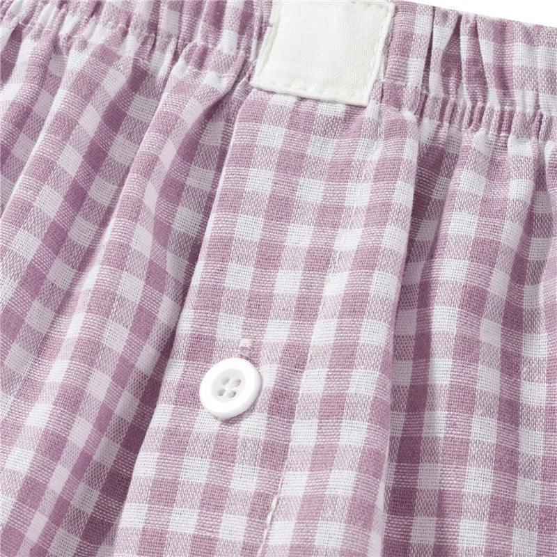 Women Vintage Summer Plaid Shorts y2k Fairy Clothes Sweet Girls Elastic Waist Slim Fit Bloomers Pants Loungewear Kawaii Shorts