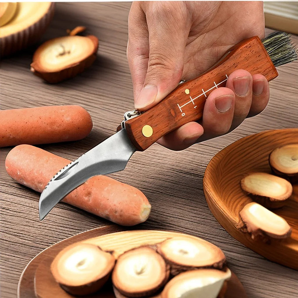 Mini Mushroom Knife Stainless Steel Wooden Handle Sharp Picking Knife Hard Stainless Steel Multifunctional knife to mushrooms