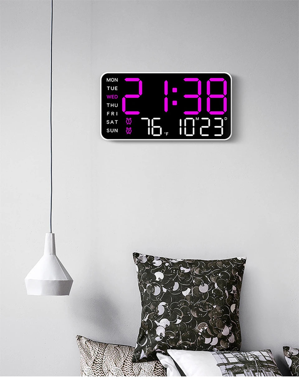 Voice Control Alarm Clock USB Powered LED Digital Clocks Temp Date Week Display 12/24H DST Brightness Adjustment 2-Alarms Clocks