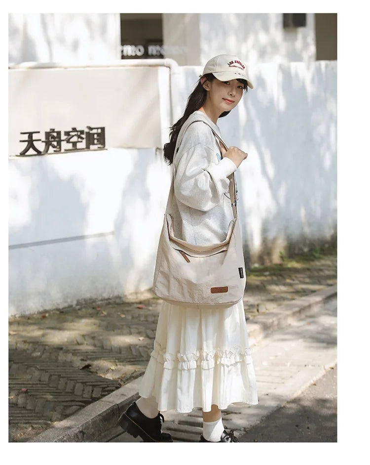 Japanese Women Men Shoulder Crossbody Bag Large Canvas Messenger Bags for Student 2024 Brand Book Bags Female Handbag Satchels