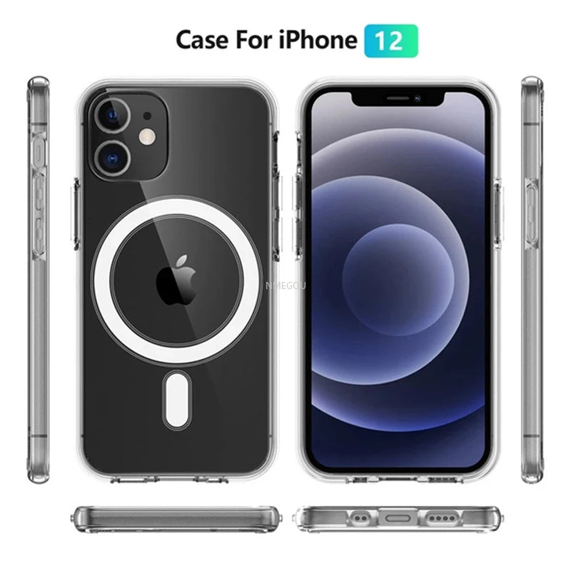 Ultra Clear Magnetic Circle Phone Case on For Magsafe IPhone 15 12 11 13 14 Pro Max Mini XS XR 8Plus SE 2020 IPone Macsafe Cover