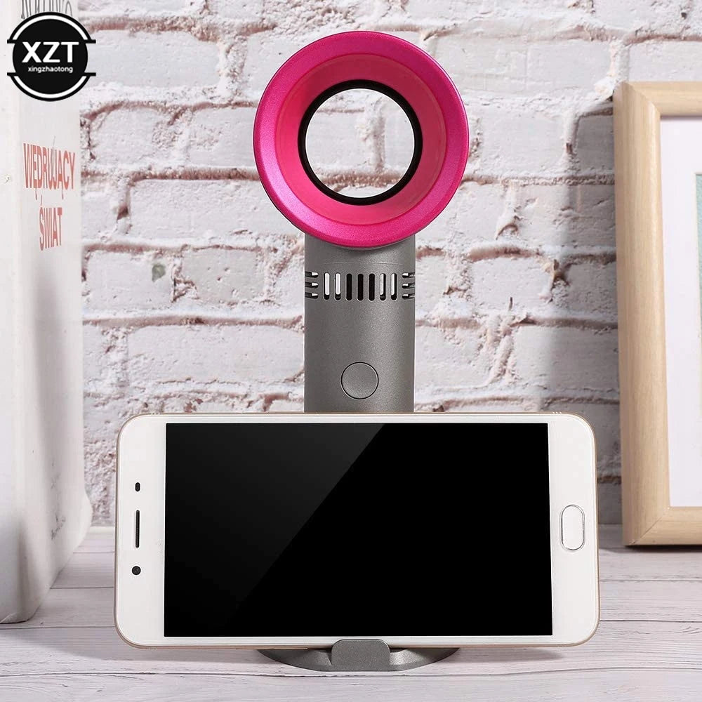 Portable Handheld Fan Mini USB Bladeless Fan Rechargeable Desktop Fan with Three Wind Speeds