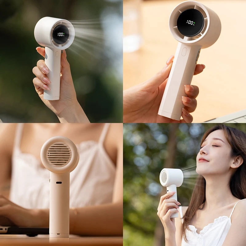 Mini High Speed Turbo Handheld Fan 100 Wind Speeds Adjustable with Digital Display 3000mAh Battery Operated Electric Eyelash Fan