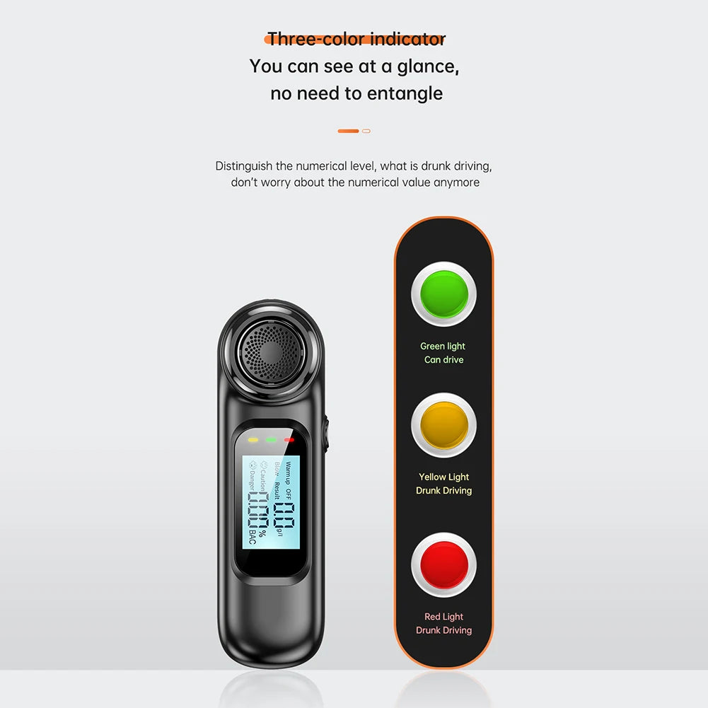 Non-Contact High-Precision Alcohol Tester Portable Car Alcoholimeter Digital LCD Screen Accuracy Breathalyzer Diagnostic Tool