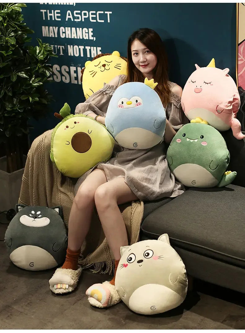 Cute Cushion Blanket 3 in1 Stuffed Hand Warmer Bag Cartoon Animal Pillow Blanket Home Car Travel Pillow for Children Girl Gift