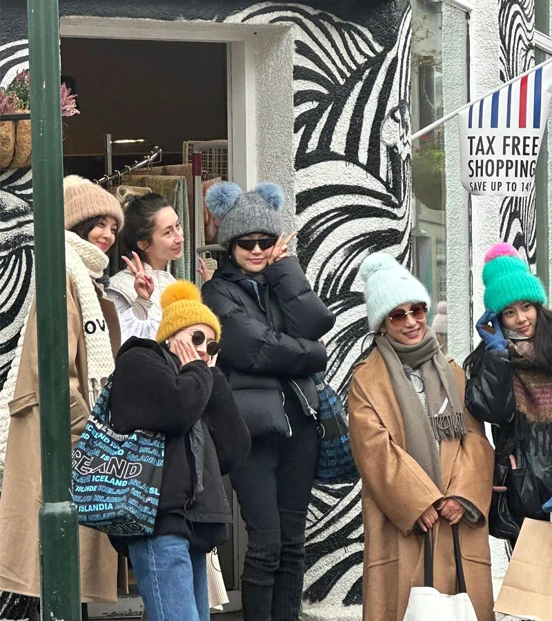 Big size New Brand fur pompom hat Fashion traveling hats for women girl High quality rabbit fur winter Warm Female beanies